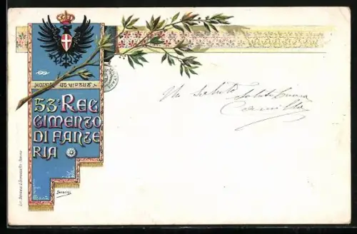 AK Adler mit Wappen, 53o Reggimento di Fanteria, Infanterie-Regiment