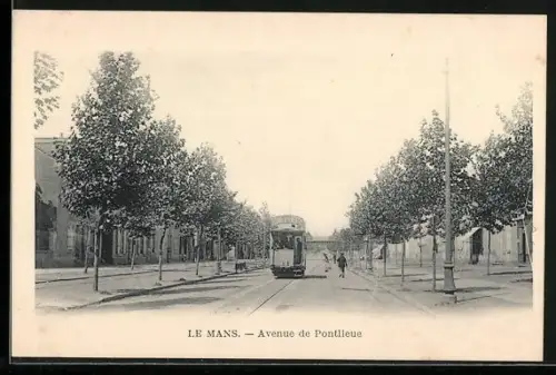AK Le Mans, Avenue de Ponlieue, Strassenbahn