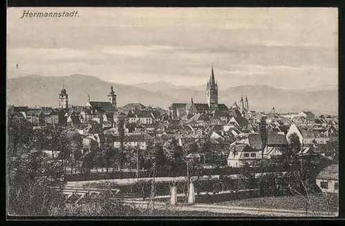 AK Hermannstadt, Blick in den Ort