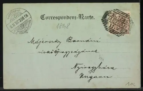 Mondschein-AK Meran, Ortsansicht mit Bergpanorama