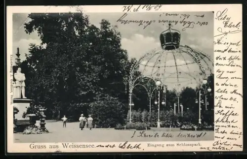 AK Berlin-Weissensee, Eingang zum Schlosspark