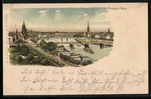 Lithographie Frankfurt a. Main, Mainbrücke