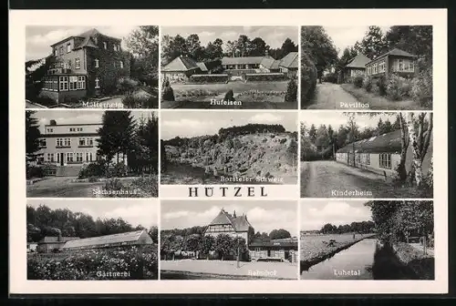 AK Hützel, Mutterheim, Sachsenhaus, Bahnhof, Kinderheim