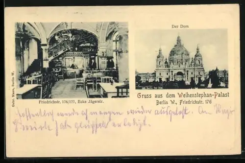 AK Berlin, Gasthaus Weihenstephan-Palast, Friedrichstrasse 176/177, Innenansicht