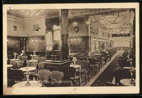 AK Berlin, Kaffee Imperator in der Friedrichstr. 67, Bes. Peter Stüber, Innenansicht des Cafés