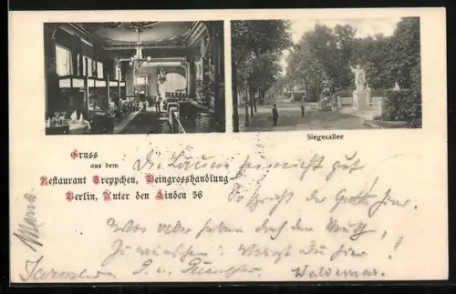 AK Berlin, Restaurant Treppchen, Unter den Linden 56, Innenansicht