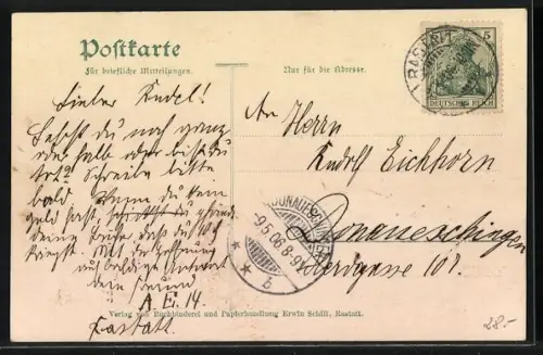 AK Rastatt, Kaiserstrasse mit Denkmal