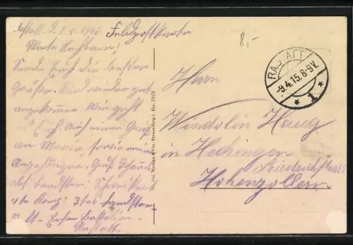 AK Rastatt, Marktplatz, Bernhardusbrunnen