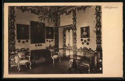 AK Baden-Baden, Schreibzimmer im Schloss Favorite