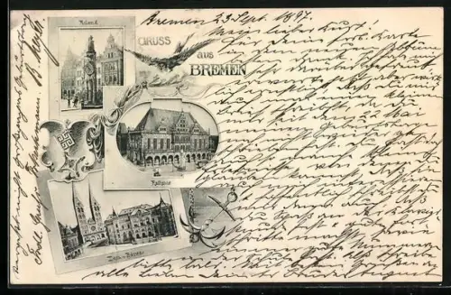 AK Bremen, Rathaus, Roland, Dom