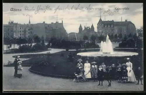 AK Hamburg-Altona, Kaiserplatz mit Brunnen