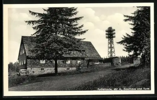 AK Fuchskaute /Westerwald, Gasthaus und Aussichtsturm