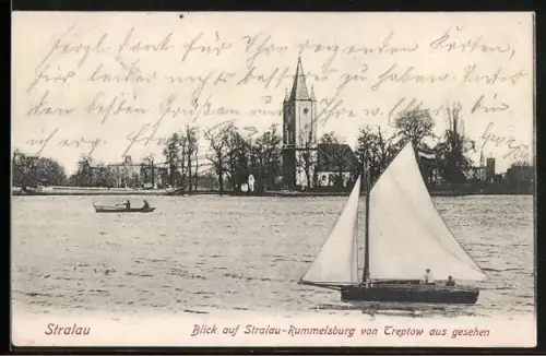 AK Berlin-Stralau, Blick auf Stralau-Rummelsburg von Treptow aus