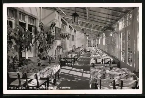 AK Coburg, Veste Coburg mit Hotel Der Festungshof und Burgschänke, Inh. Hand Thau