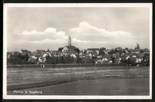 AK Mering b. Augsburg, Ortsansicht mit Kirche
