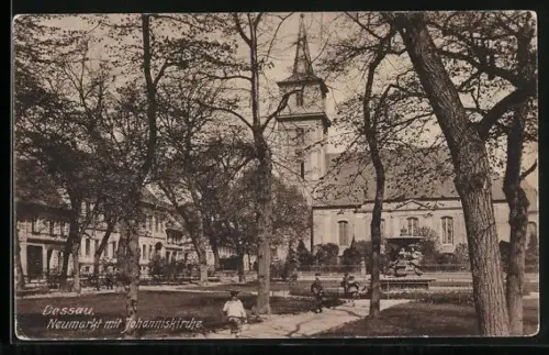 AK Dessau, Neumarkt mit Johanniskirche