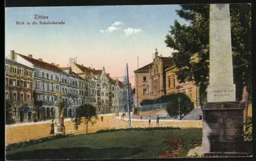 AK Zittau, Blick in die Bahnhofstrasse
