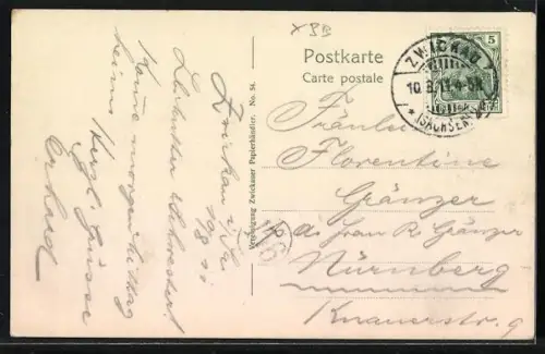 AK Zwickau, Paradiesbrücke, Ebertschlösschen