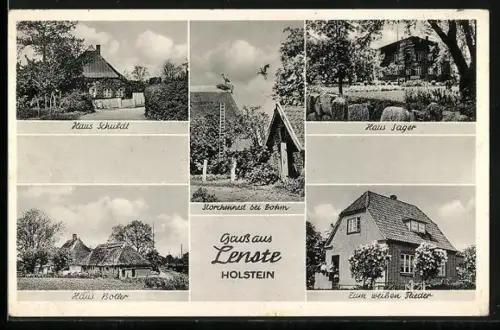 AK Lenste /Holstein, Haus Schuldt, Haus Sager, Storchennest bei Böhm