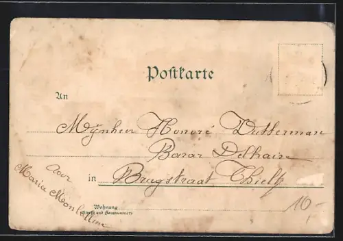 Lithographie Leipzig, Sächsisch-Thüringische Industrie- und Gewerbe-Ausstellung 1897, Mess-Stadt, Am Naschmarkt