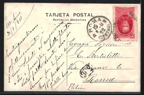 AK Buenos Aires, Pabellones Espana 1910, Lago y puente en el Stadium