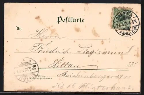 Lithographie Dresden, Ausstellung 1896, Alt-Dresden mit Kneipe zum Storchnest