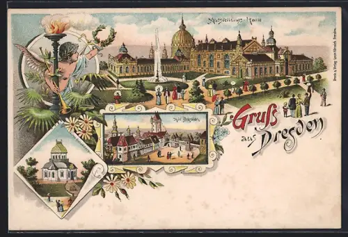 Lithographie Dresden, Ausstellungs-Halle, Altes Belvedere