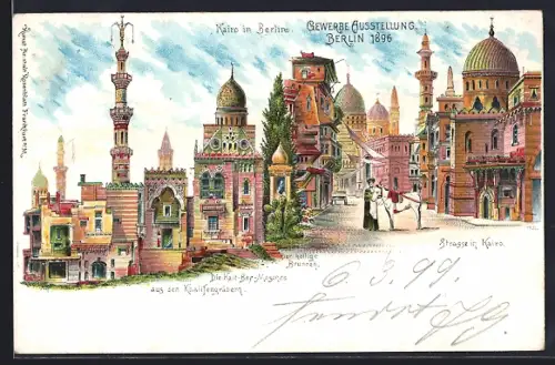 Lithographie Berlin, Gewerbeausstellung 1896, Kairo in Berlin
