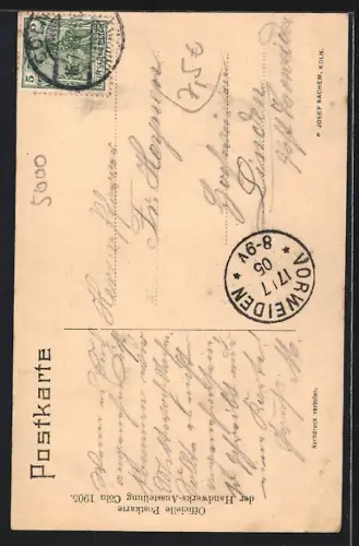 Künstler-AK Köln, Handwerks-Ausstellung 1905, Ausstellungsgebäude