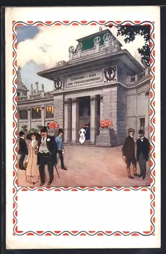 Künstler-AK Wien, 1. Int. Jagd-Ausstellung 1910, Gemeinde Wien und Fremdenverkehr