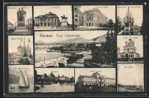 AK Genève, Vue Générale, Kursaal, Monument Nationale
