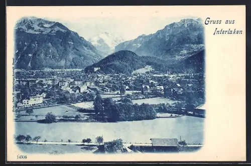 AK Interlaken, Teilansicht gegen die Berge