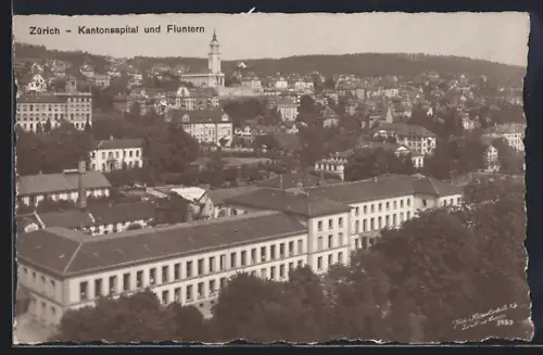 AK Zürich, Blick auf das Kantonsspital und Fluntern