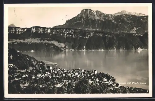 AK Gersau, Ortsansicht mit Niederbauen