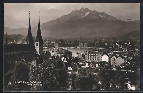 AK Luzern, Blick auf die Hofkirche mit Pitalus