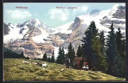 AK Trub, Mettlenalp, Mönch und Jungfrau im Schnee