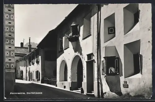 AK Pontresina, Blick in die Dorfstrasse