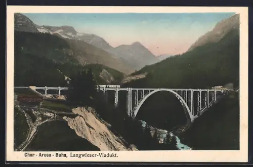 AK Arosa, Blick auf das Langwieser-Viadukt