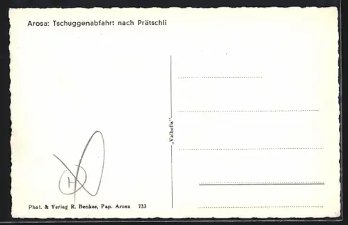 AK Arosa, Tschuggenabfahrt nach Prätschli