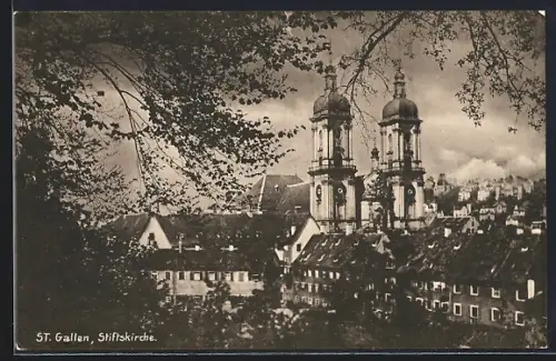AK St. Gallen, Blick auf die Stiftskirche