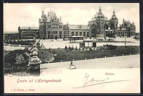 AK s` Hertogenbosch, Station, Blick zum Bahnhof