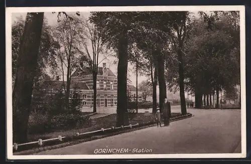 AK Gorinchem, Station, Ortspartie mit Bahnhof