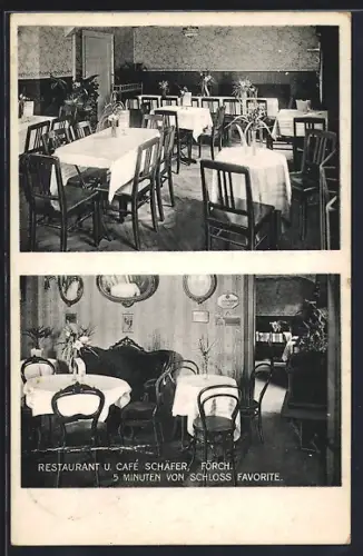 AK Förch, Restaurant-Cafe Schäfer, Innenansichten