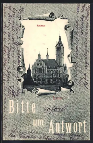 AK Dessau, Blick auf Rathaus