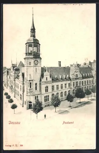 AK Dessau, Postamt im Stadtkern