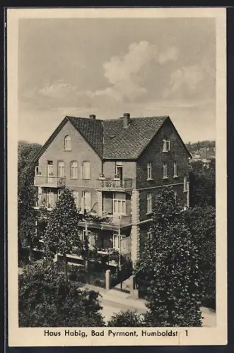 AK Bad Pyrmont, Haus Habig, Humboldstr. 1, Ansicht aus der Vogelschau