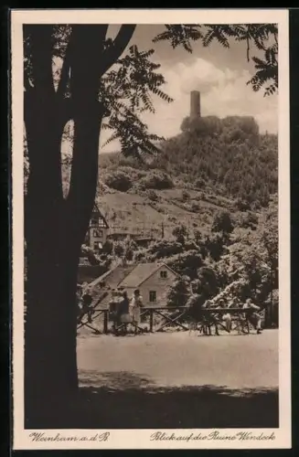 AK Weinheim a. d. B., Blick auf die Ruine Windeck