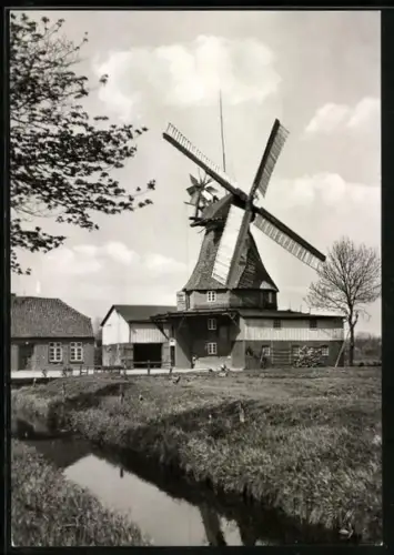 AK Eddelak /Dithm., Ortspartie mit Windmühle