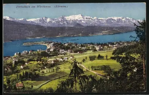 AK Pörtschach am Wörthersee, Ortsansicht mit Alpenpanorama