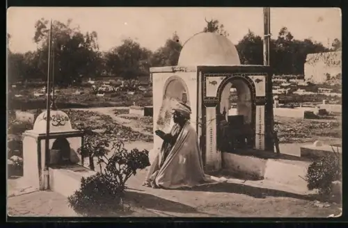 AK Tunis, Prière sur le tombeau d`un saint, Friedhof, Islam